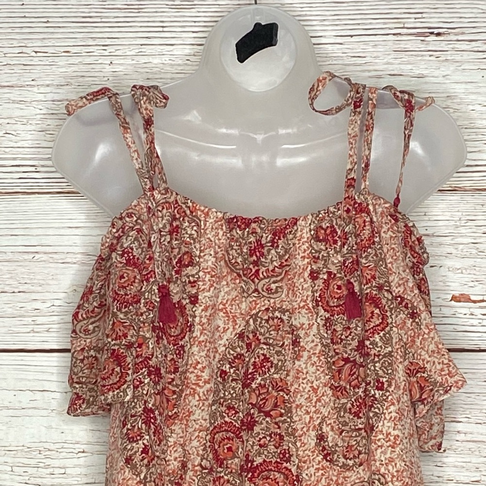 Madewell Silk Cold-Shoulder Dress in Watercolor Paisley Sz S - Picture 12 of 14